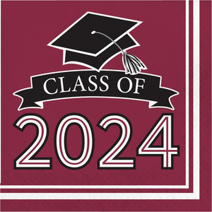 Burgundy Graduation Class of 2024 2Ply Luncheon Napkin (36/Pkg) by Creative Converting