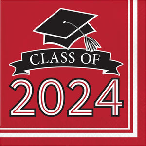 Red Graduation Class of 2024 2Ply Luncheon Napkin (36/Pkg) by Creative Converting