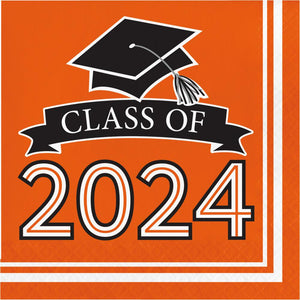 Orange Graduation Class of 2024 2Ply Luncheon Napkin (36/Pkg) by Creative Converting