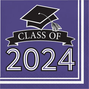 Purple Graduation Class of 2024 2Ply Luncheon Napkin (36/Pkg) by Creative Converting