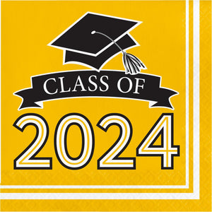 Yellow Graduation Class of 2024 2Ply Luncheon Napkin(36/Pkg) by Creative Converting