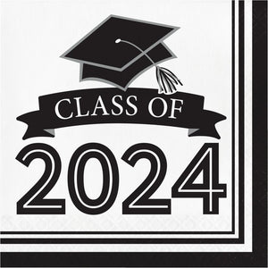 White Graduation Class of 2024 2Ply Luncheon Napkin (36/Pkg) by Creative Converting