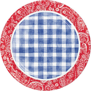 Picnic Paisley and Plaid Paper Dinner Plate (8/Pkg) by Creative Converting