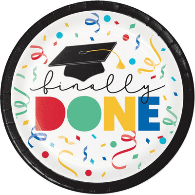 Grad Cap Toss "Done" Paper 7" Dessert Plate (8/Pkg) by Creative Converting