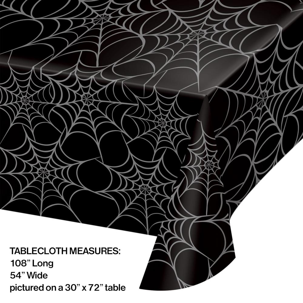 Silver Web Plastic Table Cover buy today at PartyDecorations.com