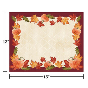 Leaves And Pumpkin Placemats, 12 ct on sale at PartyDecorations.com