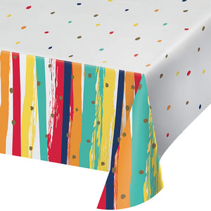 Birthday Stripes Tablecover, Paper 1ct by Creative Converting