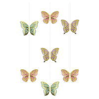 Butterfly Shimmer Hanging Cutouts w/ Honeycomb, Foil 3ct