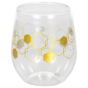 Honeycomb 14oz Stemless Wine Glass, Foil 1ct by Creative Converting