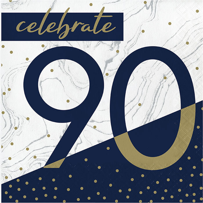 Navy & Gold Milestone Luncheon Napkin, 90 16ct by Creative Converting