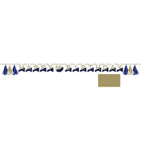 Navy & Gold Milestone Banner with Tassels & Stickers 1ct