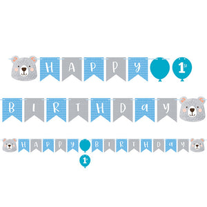 Bear Party Happy Birthday Banner With Sticker by Creative Converting
