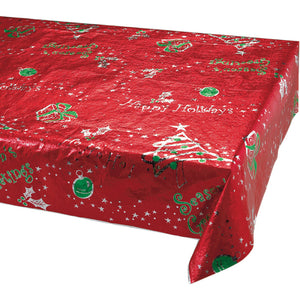 Metallic Printed Christmas Plastic Table Cover by Creative Converting