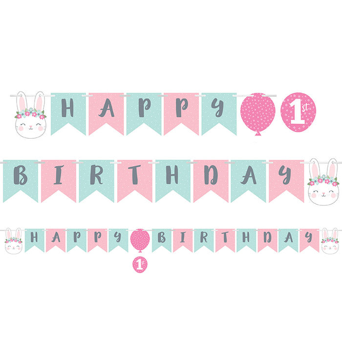 Bunny Party Happy Birthday Banner With Sticker by Creative Converting