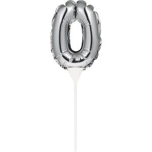 Silver 0 Number Balloon Cake Topper by Creative Converting
