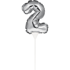 Silver 2 Number Balloon Cake Topper by Creative Converting