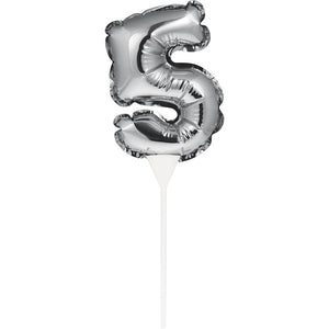 Silver 5 Number Balloon Cake Topper by Creative Converting
