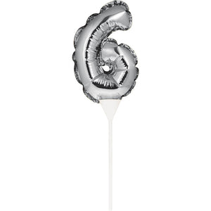 Silver 6 Number Balloon Cake Topper by Creative Converting