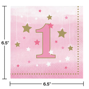 One Little Star Girl 1st Birthday Napkins, 16 ct Party Decoration