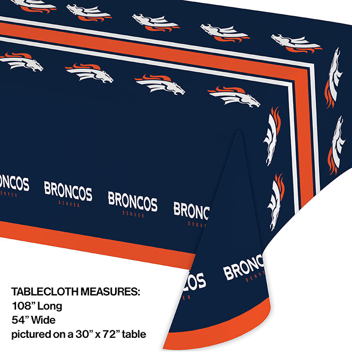 Denver Broncos Plastic Table Cover, 54" x 102" Party Decoration