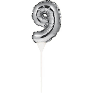 Silver 9 Number Balloon Cake Topper by Creative Converting
