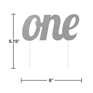 Silver "One" Cake Topper Party Decoration