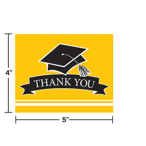 Graduation School Spirit Yellow Thank You Notes, 25 ct Party Decoration