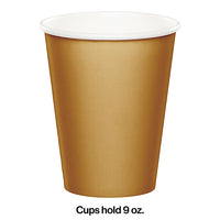 Glittering Gold Hot/Cold Paper Cups 9 Oz., 24 ct Party Decoration