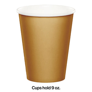 Glittering Gold Hot/Cold Paper Cups 9 Oz., 24 ct Party Decoration