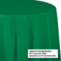 Emerald Green Round Plastic Tablecover, 82