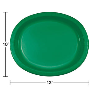 Emerald Green Oval Platter 10" X 12", 8 ct Party Decoration