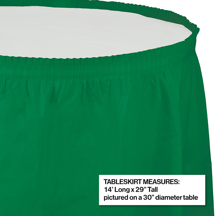 Emerald Green Plastic Tableskirt, 14' X 29"