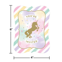 Unicorn Sparkle Invitation Postcard, 8 ct Party Decoration