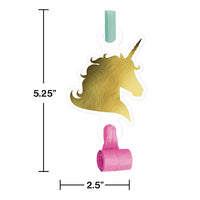 Unicorn Sparkle Blowouts W/Med, Foil, 8 ct Party Decoration