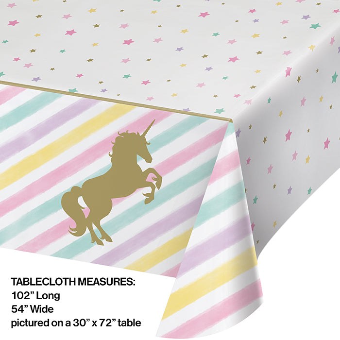 Unicorn Sparkle Plastic Tablecover All Over Print, 54" X 102"