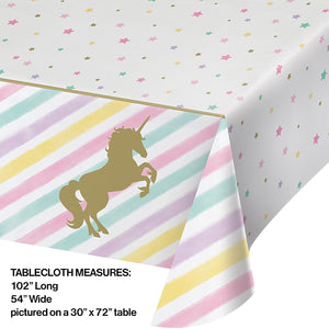 Unicorn Sparkle Plastic Tablecover All Over Print, 54" X 102" Party Decoration
