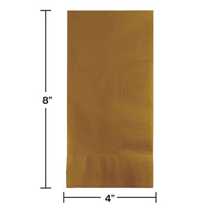 Glittering Gold Dinner Napkins 2Ply 1/8Fld, 50 ct Party Decoration