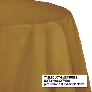 Glittering Gold Round Polylined TIssue Tablecover, 82" Party Decoration