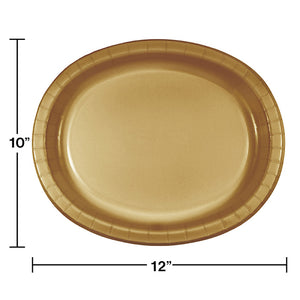 Glittering Gold Oval Platter 10" X 12", 8 ct Party Decoration