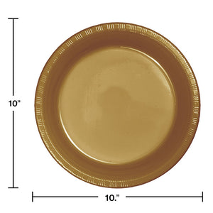 Glittering Gold Plastic Banquet Plates, 20 ct Party Decoration