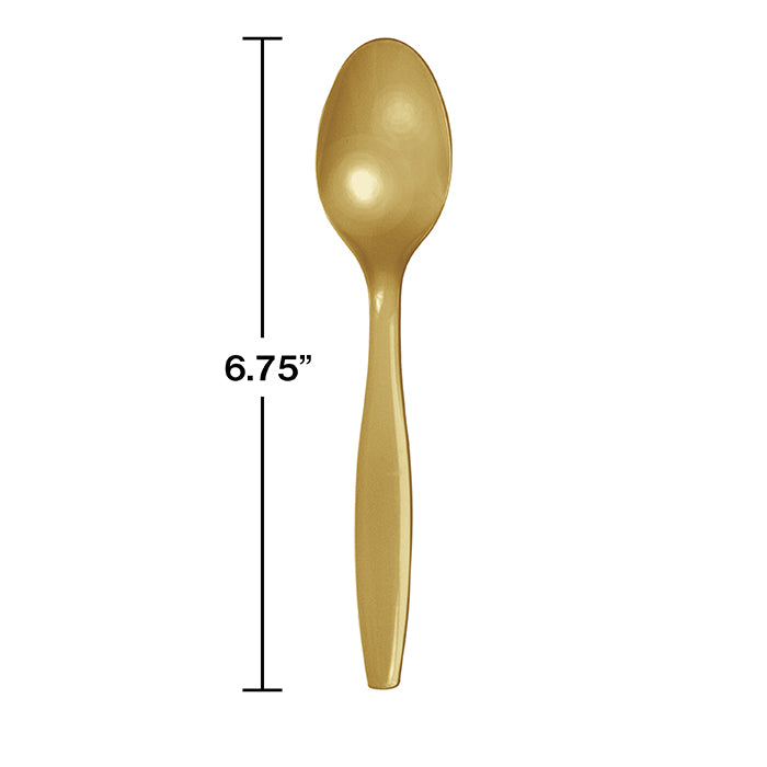 Glittering Gold Plastic Spoons, 24 ct Party Decoration