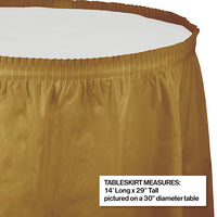 Glittering Gold Plastic Tableskirt, 14' X 29
