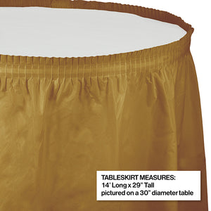 Glittering Gold Plastic Tableskirt, 14' X 29" Party Decoration