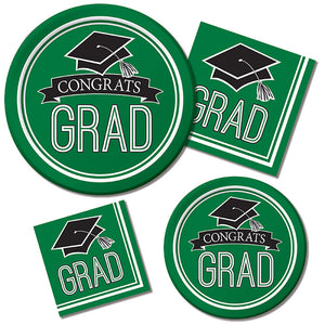 Graduation School Color Green Paper Plates, 18/Pkg Party Supplies