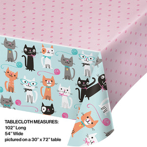 Purr-Fect Party Plastic Tablecover All Over Print, 54" X 102" Party Decoration
