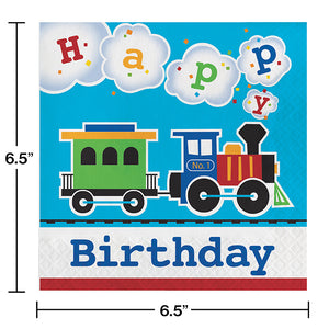 All Aboard Train Birthday Napkins, 16 ct Party Decoration