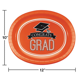 Orange Graduation Oval Platters, 10" X 12", 8/Pkg Party Decoration