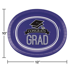 Purple Graduation Oval Platters, 10" X 12", 8/Pkg Party Decoration