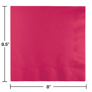 Hot Magenta Dinner Napkins 3Ply 1/4Fld, 25 ct Party Decoration