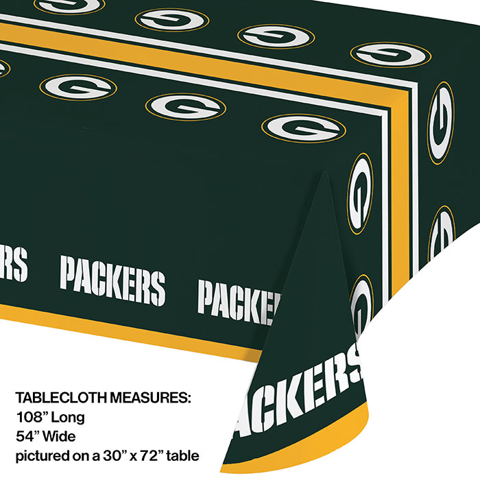 Green Bay Packers Plastic Table Cover, 54" x 102" Party Decoration